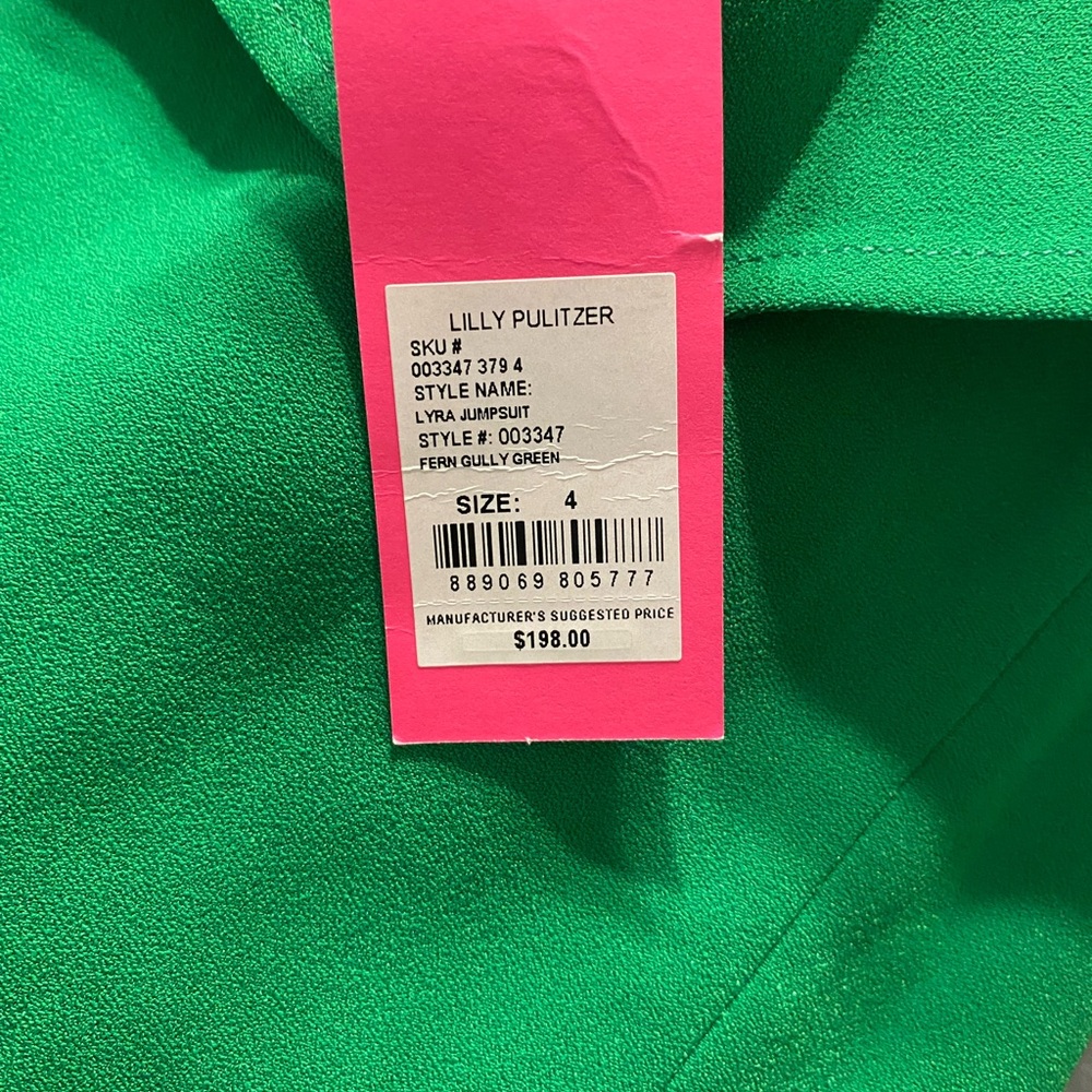 *NWT* Lilly Pulitzer Kelly Green One Shoulder Lyra Jumpsuit - Picture 7 of 7